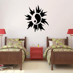 Yin yang sunburst wall decal in black vinyl