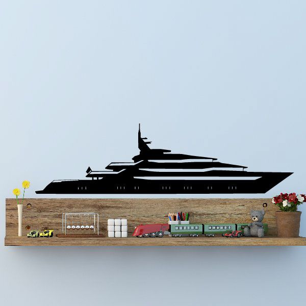 Super Luxury yacht decal with black yacht silhouette