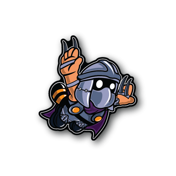 Vinyl sticker of cartoon ninja with blue helmet and orange gloves