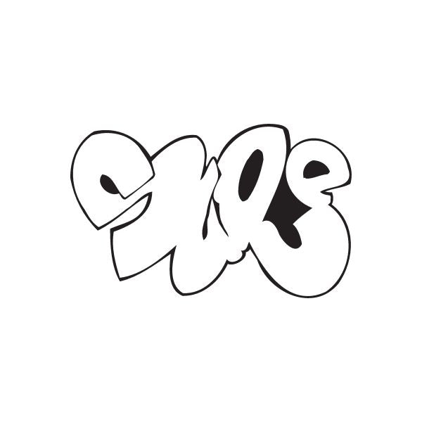 Graffiti decal sticker with black-and-white graffiti-style lettering