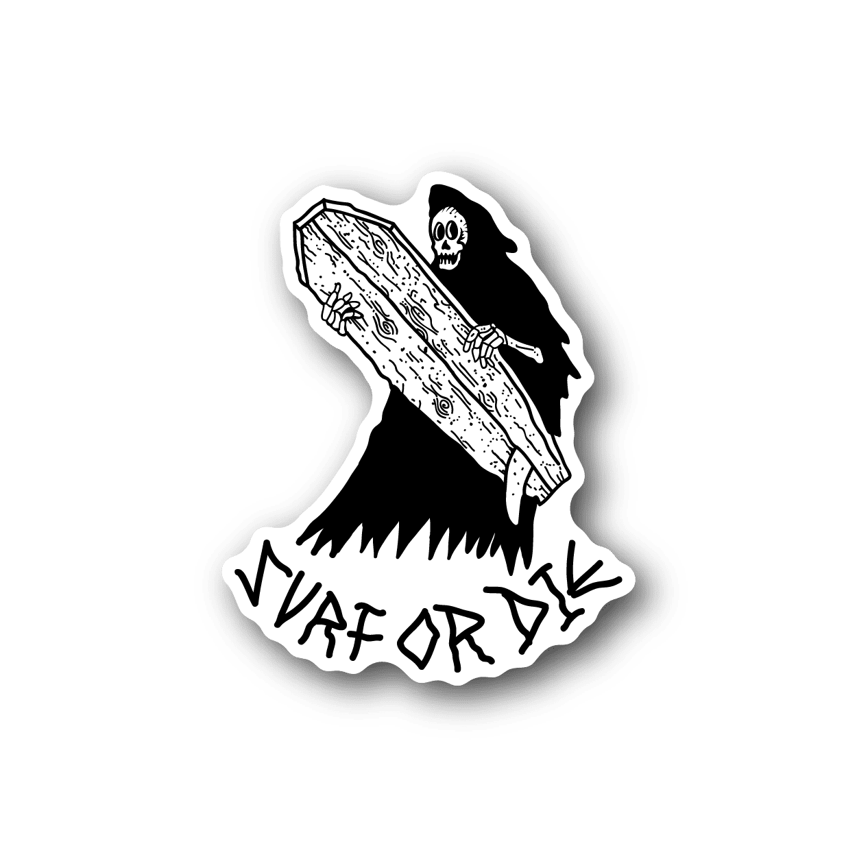 Image of Surf or Die Grim Reaper Surfing Sticker