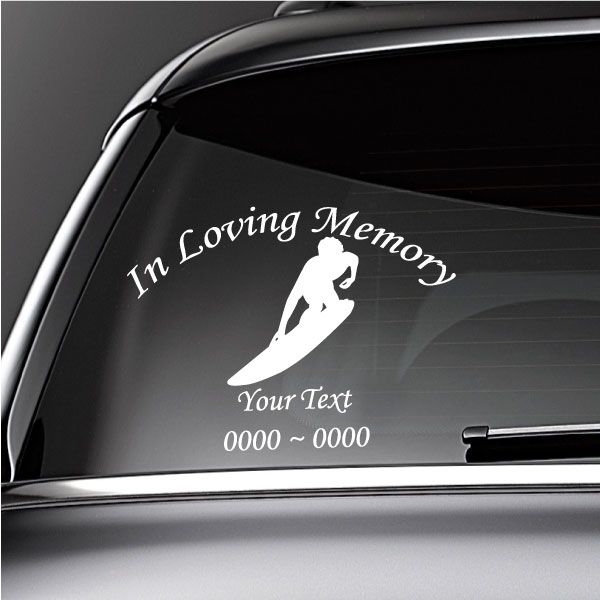 Image of Surfing Guy Custom In Loving Memory Decal