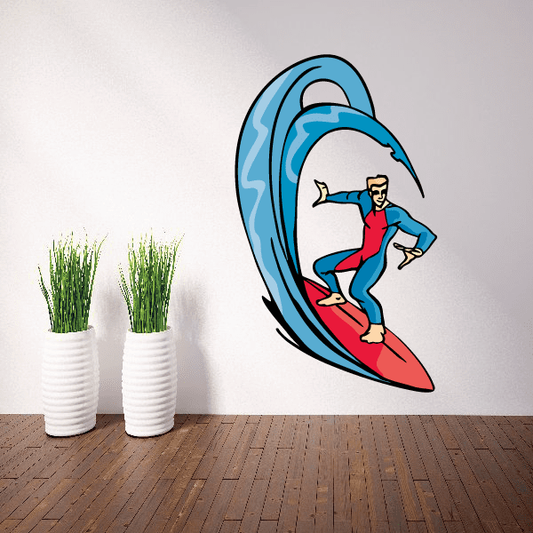 Image of Surfing Wall Decal - Vinyl Sticker - Car Sticker - Die Cut Sticker - CDSCOLOR038