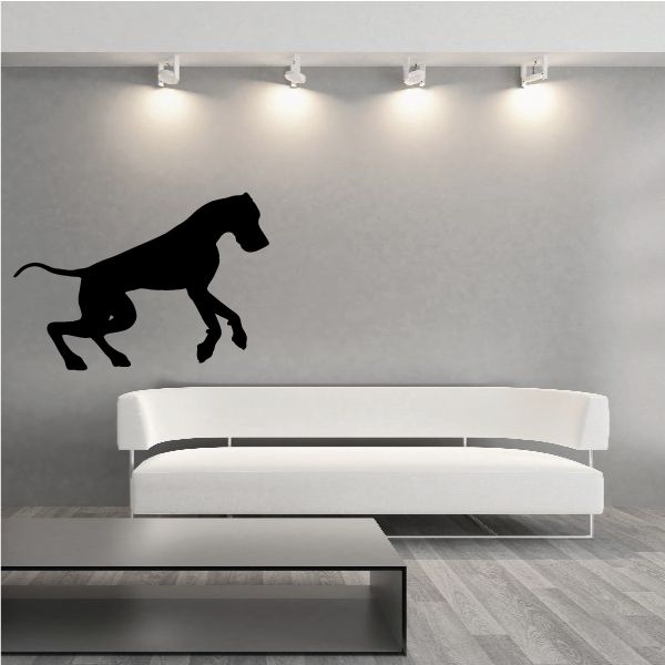 Surprised Great Dane wall decal, black silhouette dog standing on raised paws