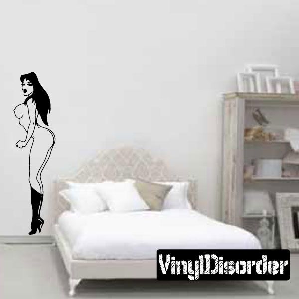 Woman silhouette wall decal in heels, bare torso outline