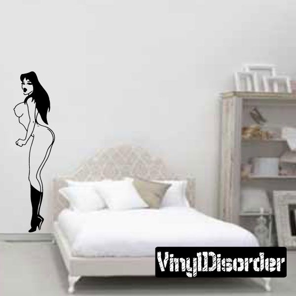 Image of Surprised Topless Woman in Heels Decal