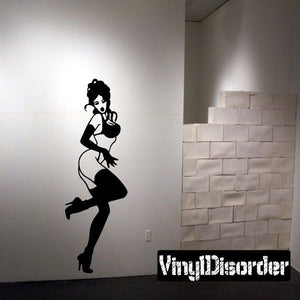 Lingerie and heels woman wall decal, black silhouette in high heels