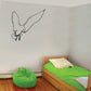 Crow wall decal in black line art, flying with wings spread