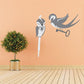 Swallow lock and key wall sticker, gray and black bird silhouette with key and lock