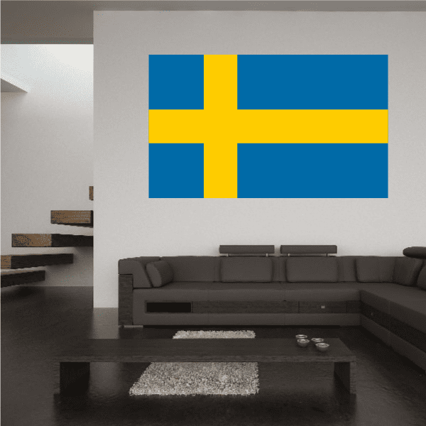 Sweden flag sticker, rectangular blue with yellow Nordic cross