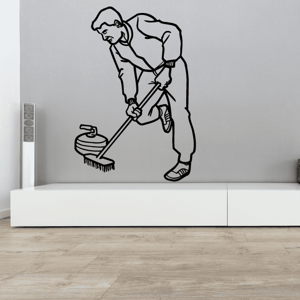 Image of Sweeping Curling Player Decal