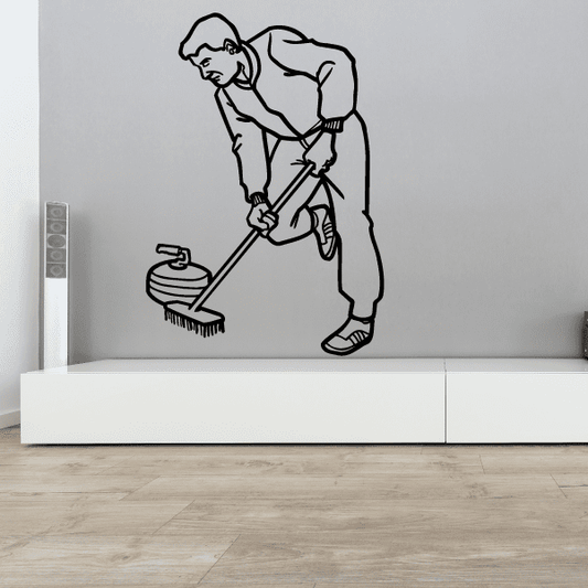 Image of Sweeping Curling Player Decal