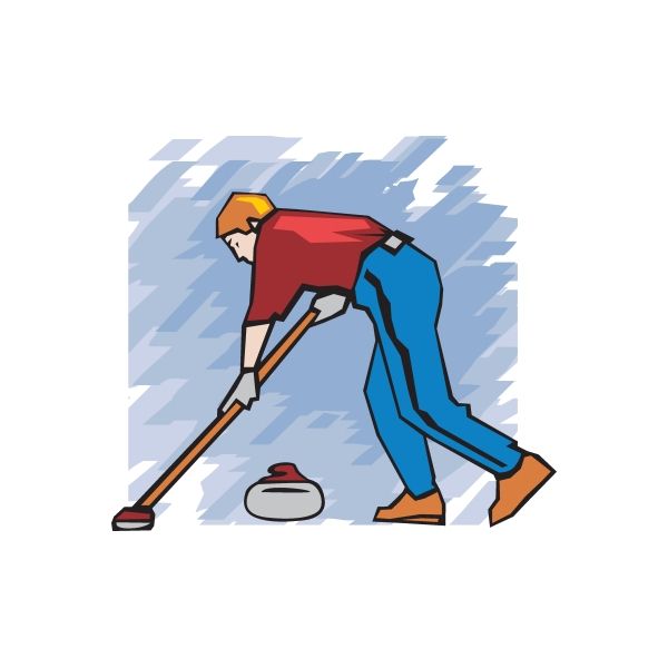 Image of Sweeping Curling Player Printed Die Cut Decal