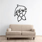 Dolphin and flower wall decal with black outline design
