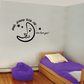 Black moon wall decal with child face, stars, and 'we love you' text