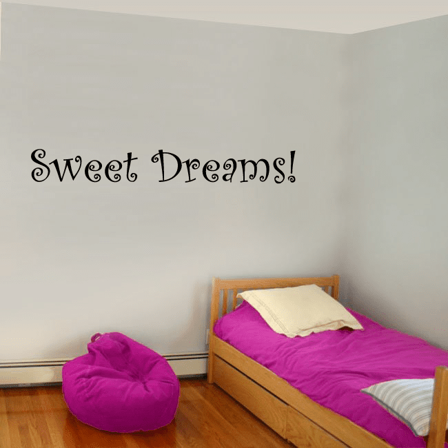 Sweet dreams wall decal with script text "Sweet Dreams!"