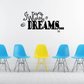 Wall decal with 'sweet dreams... DREAMS...' black swirly lettering