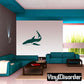 Green mako shark wall decal with curved tail fin, single silhouette