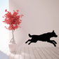 Running wolf decal with black silhouette