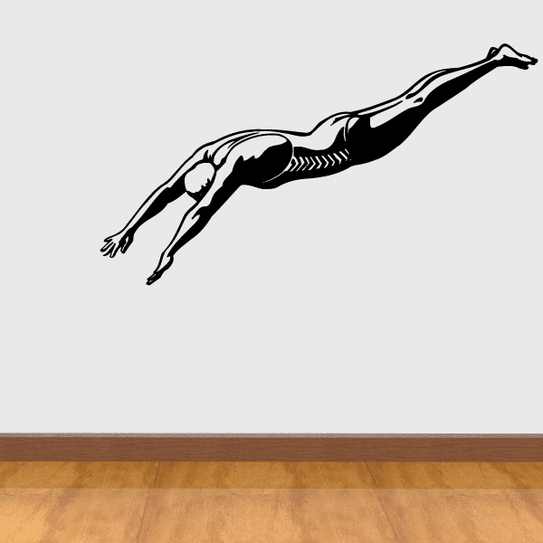 Image of Swimmer Diving into Pool Decal