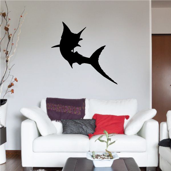 Image of Swimming Away Marlin Silhouette Decal