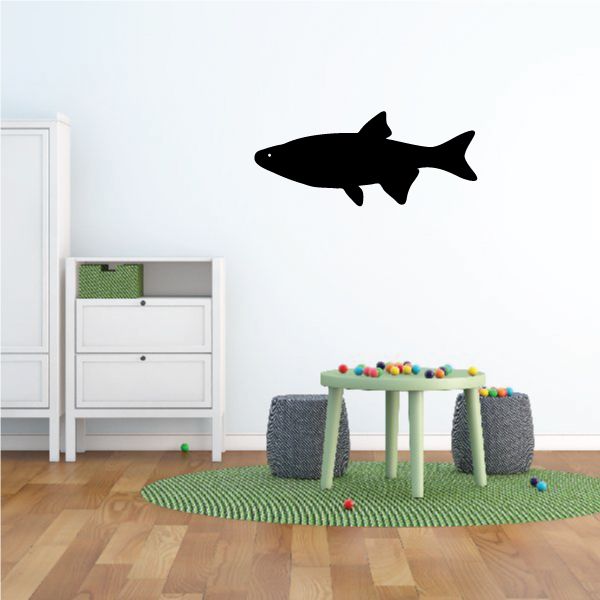 Swimming brook trout wall decal, black fish silhouette