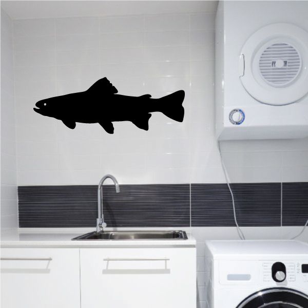 Lake trout decal sticker, black fish silhouette