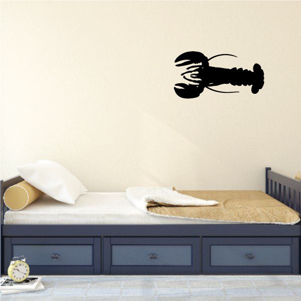 Swimming lobster decal, black silhouette swimming on wall