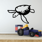 Swimming sea turtle decal, black and white silhouette with flippers spread