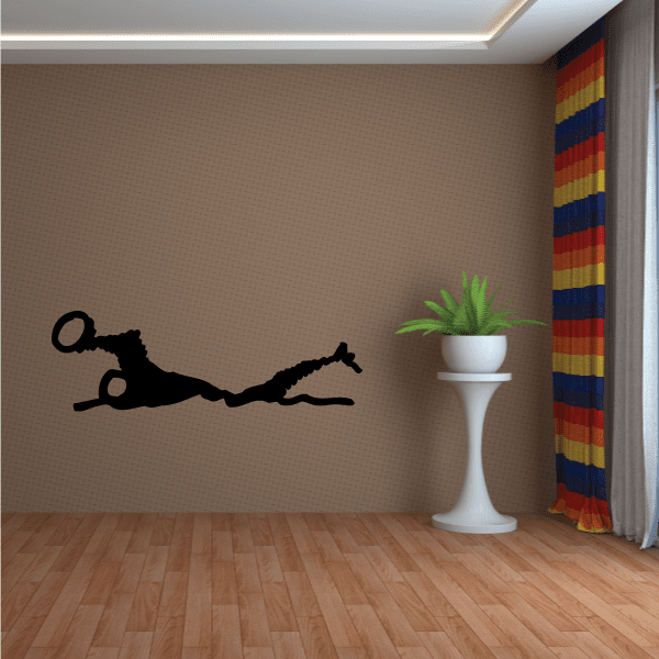 Water polo player swimming decal, black silhouette with raised arms and ball