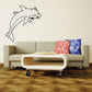 Dolphin wall decal with bubble outlines, playful swimming design