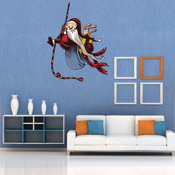 Image of Swinging on Rope Christmas Santa Sticker