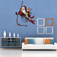 Christmas Santa sticker: Santa swinging on a rope, red hat, white beard.