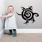Swirl abstract turtle wall decal, black spiral shell with decorative curls