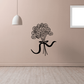 Swirl bouquet flowers ribbon wall decal, black