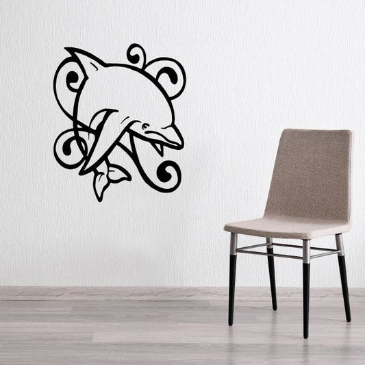 Image of Swirl Design Dolphin Decal