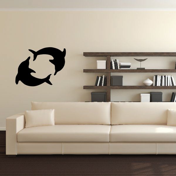 Image of Swirl Dolphin Circle Decal