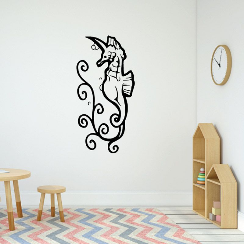 Image of Swirl Seaweed and Seahorse Decal