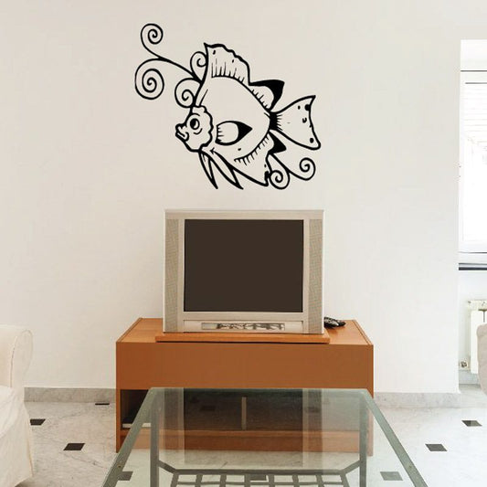 Image of Swirl Vine and Angel Fish Decal