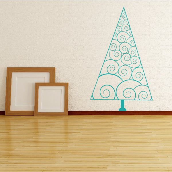 Image of Swirled Christmas Pine Tree Decal