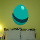 Easter egg sticker with teal egg, white highlight, and dark swoosh stripe