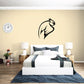 Black swooping owl wall decal with curved wings and beak