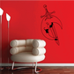 Sword through moon wall decal with black outline and centered sword