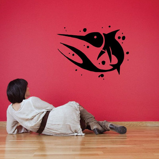 Image of Swordfish Turning with Bubbles Decal