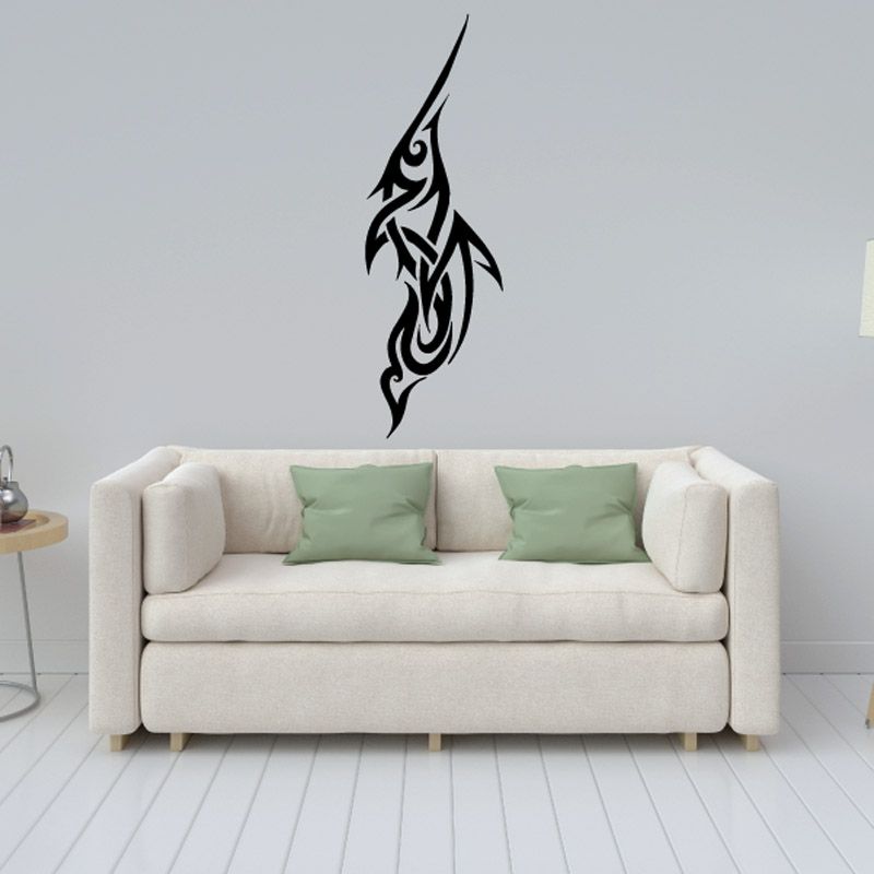 Black twisted tribal swordfish wall decal
