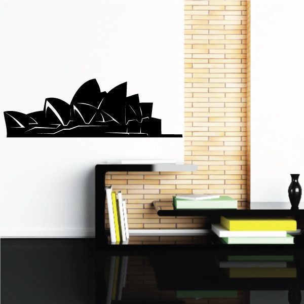 Sydney Opera House wall decal in black silhouette design