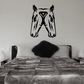 Symmetrical double horse head wall decal, black graphic design