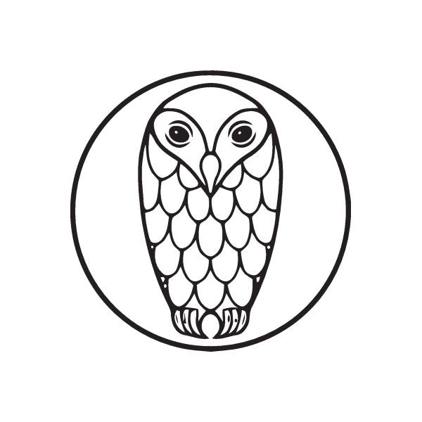 Image of Symmetrical Owl in Circle Decal