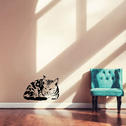 Image of Tabby Cat Sleeping Decal