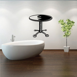 Black round table decal with sketch-style legs
